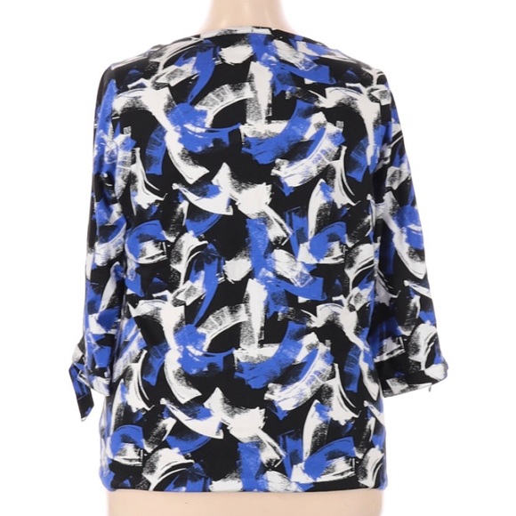 Anne Klein Brush Strokes Tie Sleeve Top 2X NEW - Picture 2 of 8